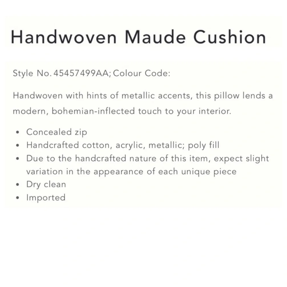 Anthropologie Handwoven Maude Cushion